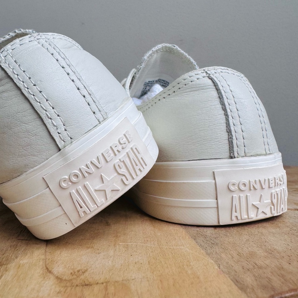 Converse Low Top Sneakers in White with Rose Gold Eyelets - Picture 9 of 14
